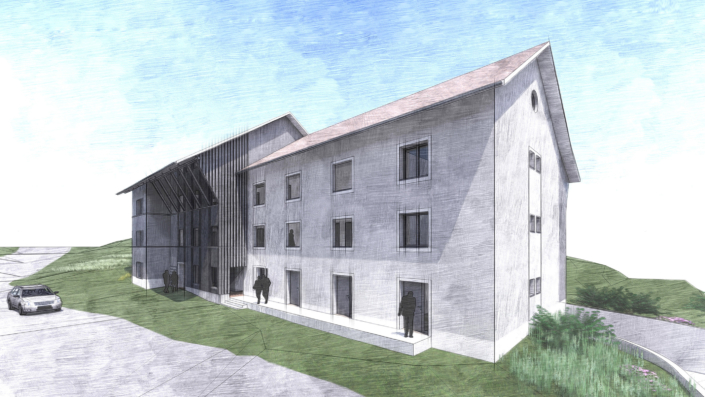 Wohnblock in Gachnang, Zeichnung Projektstudie