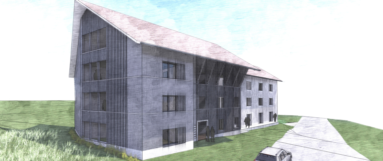 Wohnblock in Gachnang, Zeichnung Projektstudie