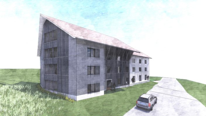 Wohnblock in Gachnang, Zeichnung Projektstudie